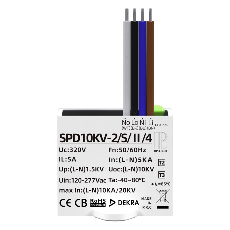 4-wire series connection, IP67 waterproof Class II LED SPD 10kV surge protector device