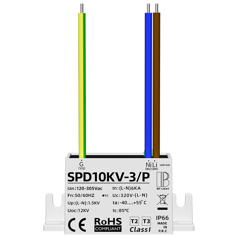 IEC 61643-11 / EN 61643-11 3-wire parallel 12kV 6kA surge protection device for LED street lights and garden lights