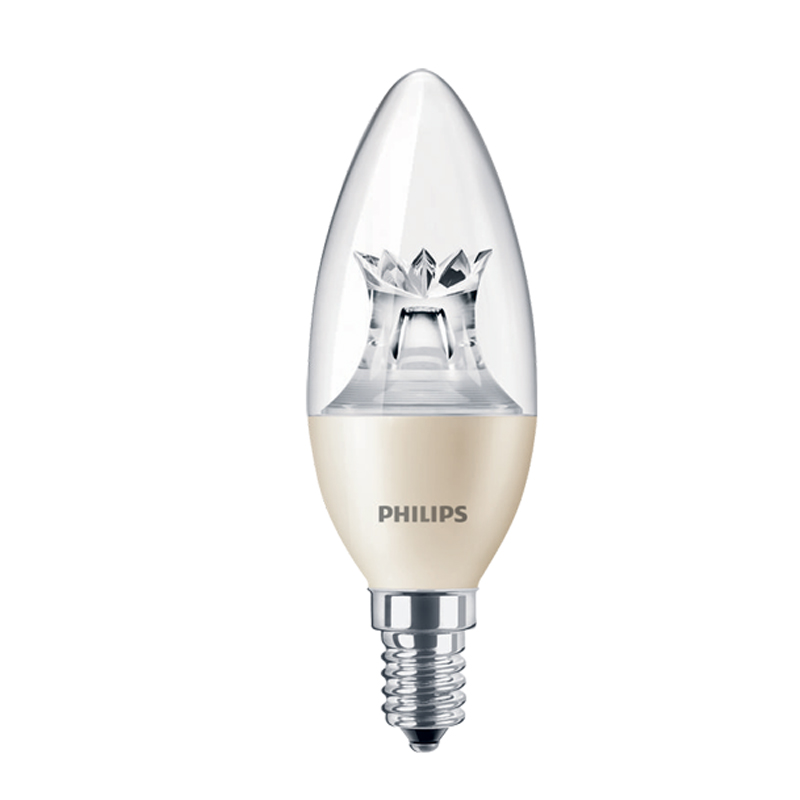 Philips LEDbulb, B38, 40 W, E14, 2200 K, 2700 K, 470 lm, 25000 hour(s), Plastic LEDcandle DT 6-40W E14 B38 CL CN