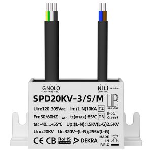 20kV AC Rubber Cable Type 2+3 In‑Line Surge Protection Device for Exterior LED Luminaires