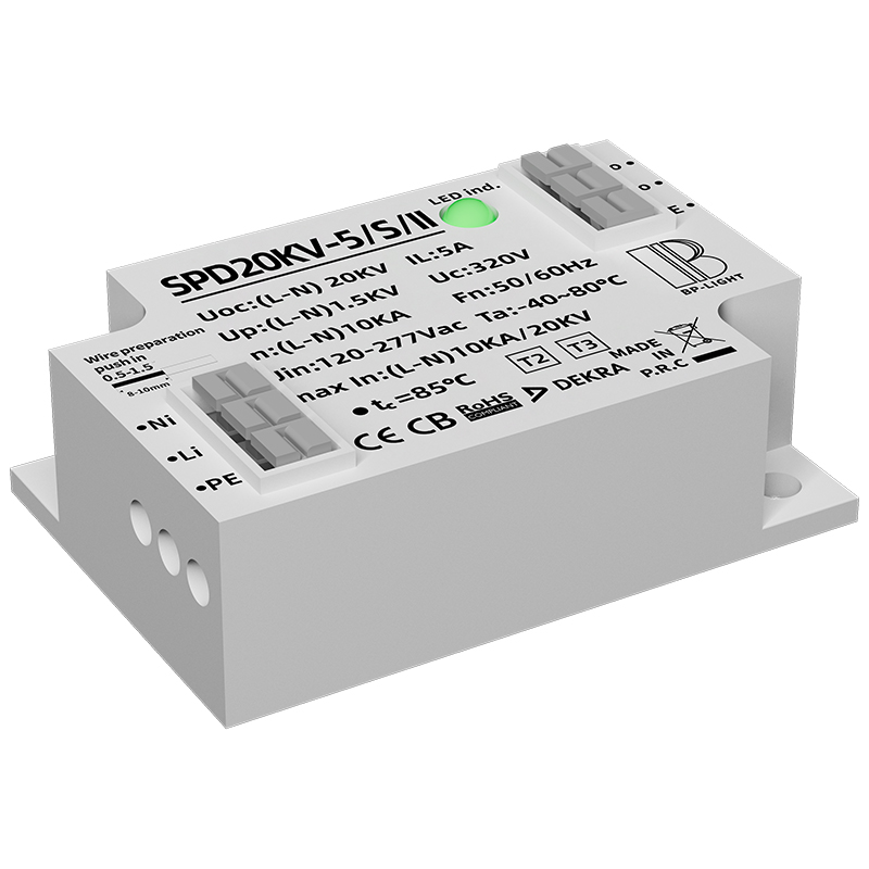 SPD Surge Protection Device 20kV Surge Arrestor Type 2+3 for Outdoor LED Street Light Flood Light Luminaires